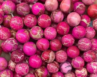 Natural  Pink Imperial Jasper Beads smooth Round Beads， Wholesale Supply, 15"one strand,   4mm 6mm 8mm 10mm 12mm