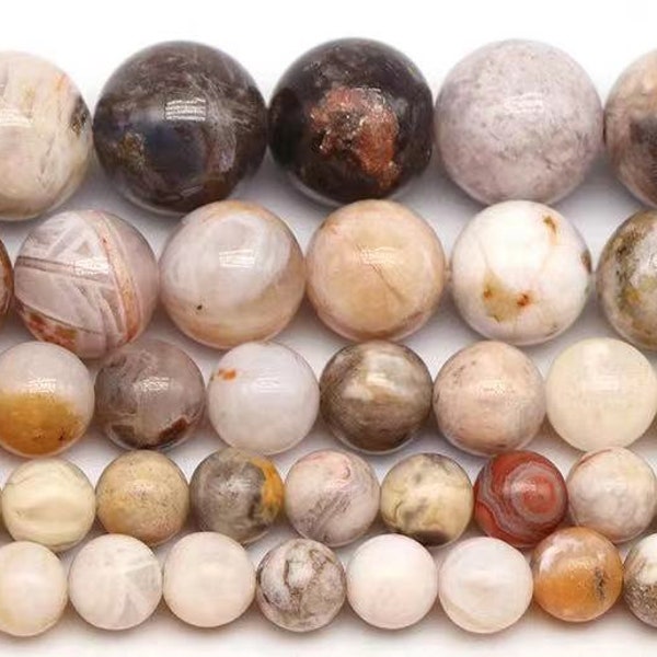 Perles rondes lisses naturelles avec pierres précieuses pour tableaux， Grossiste, fil 15 pouces, 6 mm 8 mm 10 mm