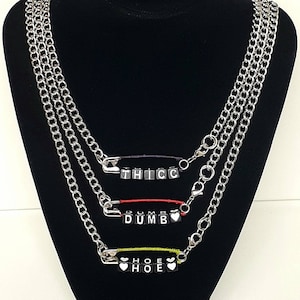 Safety Pin Letter Chain Necklace