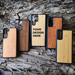Custom Phone Case Logo Wood  Phone Case Samsung Galaxy S21 S22 Ultra Plus + FE Business Logo Phone Case Personalize