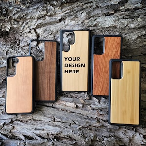 Custom Phone Case Logo Wood Phone Case Samsung Galaxy S23 S24 S25 Plus + FE Ultra Business Logo Phone Case Personalize