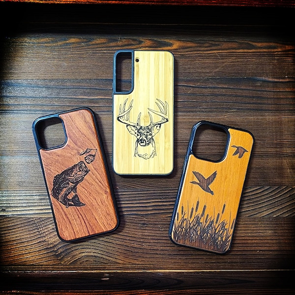 Wood Phone Case - Fishing Phone Case - Hunting Phone Case - For Samsung Galaxy S23 S23+ Plus S23 Ultra - Personalized Phone Case