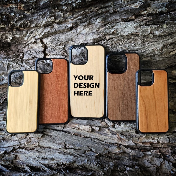 Custom Phone Case - Wood Phone Case - Logo Phone Case - For iPhone for 13 14 15 Pro Mini ProMax Max Plus + - Personalized Phone Case
