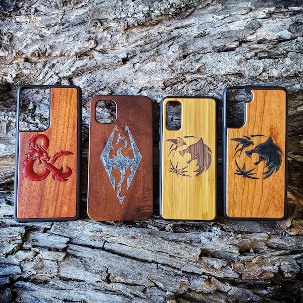 Wood Phone Case - DnD Phone Case - Witcher Phone Case - Skyrim Phone Case - For iPhone 13 14 15 Pro Mini Plus ProMax Max - Personalized Case