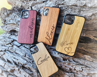 Wood Samsung S20, S21, S22, Note 20 Ultra + Plus, FE, Personalized, Name-Engraved Phone Case