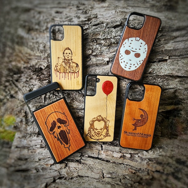 Horror Phone Case - Wood Phone Case - For iPhone SE 6 7 8 X XR 11 12 Mini Pro ProMax Max Plus + - Personalized Phone Case