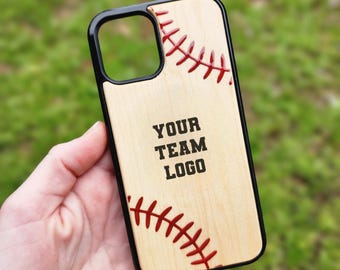Baseball Phone Case iPhone 16 16e 17 Air Plus + Pro Max - Real Wood - Team Logo