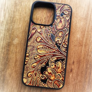 Leather Tooling iPhone SE 6 7 8 X XS XR 11 12 13 14 15 16 17 Air Pro Max Mini Plus + Embossed Phone Case Leather Tooled