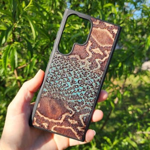 Leather Snake Pattern iPhone Embossed Snake iPhone Case Real Leather Python