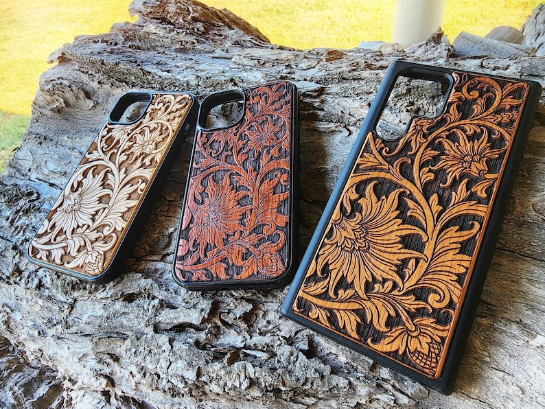 Baroque Case for Samsung Galaxy S24 S25 S26 Real Wood Phone Case Tooling Cute Phone Case Tooled image 1