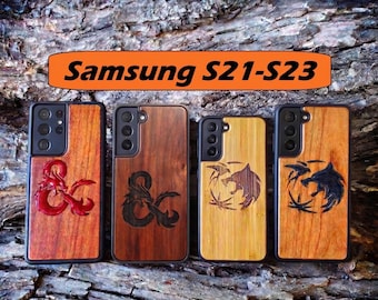 DnD - Witcher Case for Samsung Galaxy S21 S22 S23 Wood Phone Case Gamer Gift