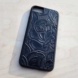 Leather Rose For Samsung S8 S9 S10 S20 S21 S22 S23 S24 S25 S26 Note Real Leather Phone Case Black Rose