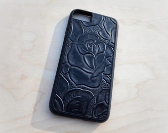 Leather Rose For Samsung S8 S9 S10 S20 S21 S22 S23 S24 S25 S26 Note Real Leather Phone Case Black Rose