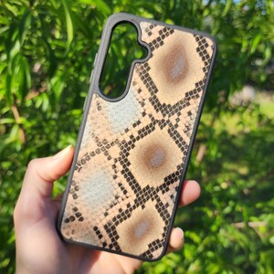 Leather Python Smooth Phone Case For Samsung S8 to S26 Note Cowhide