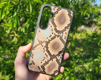 Leather Python Smooth Phone Case For Samsung S8 to S26 Note Cowhide
