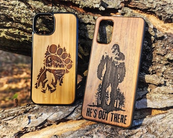 Bigfoot Phone Case iPhone 16 16e 17 Air Plus + - Real Wood - Sasquatch - Yeti