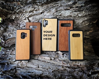 Custom Wooden Phone Case for Samsung Galaxy S8 to S20 Note Business Logo Personalize