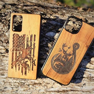 Hunting Phone Case Fishing Phone Case iPhone SE 6 7 8 X XR 11 Pro Max Plus + Wood Phone Case Deer Fishhook Phone Case Flag