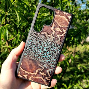 Leather Python Embossed Phone Case For Samsung S8 to S26 Note Cowhide