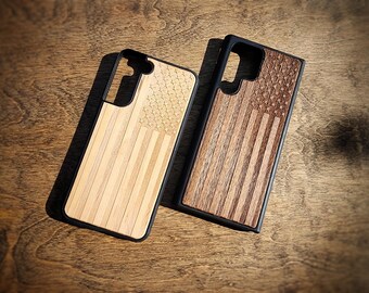 Wood USA Flag Phone Case for Samsung Galaxy S21 S22 Plus Ultra - Overstock