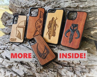 Mandalorian Wood Phone Case for Samsung Galaxy S24 S25 S26 Mythosaur Mando Grogu