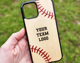 Baseball Phone Case iPhone 12 to 15 Plus + Mini Pro Max - Real Wood - Baseball Team