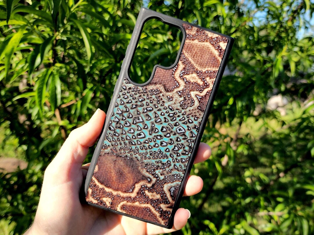 Leather Phone Case Snake Design Samsung S8 S9 S10 S20 S21