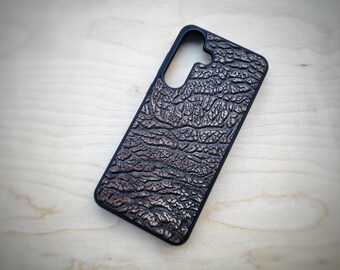 Leather Elephant Pattern iPhone Case Embossed Real Leather