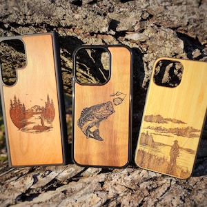 Fishing Phone Case Samsung Galaxy S9 S10 S10e S20 Note 8 9 10 20 + Plus Wood Phone Case Bass Crappie Phone Case Redfish