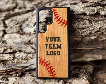 Baseball Theme Case for Samsung Galaxy S24 S25 S26 Wood Phone Case Astros Team Logo