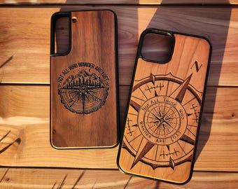 Compass Phone Case iPhone 16 16e 17 Air Plus + Pro Max - Real Wood - Not All Who Wander