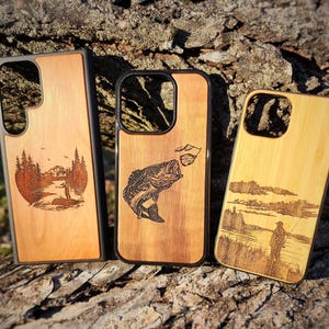 Angeln Handyhülle Samsung Galaxy S23 S24 S25 Plus + FE Ultra Holz Handyhülle Bass Crappie Handyhülle Rotbarsch