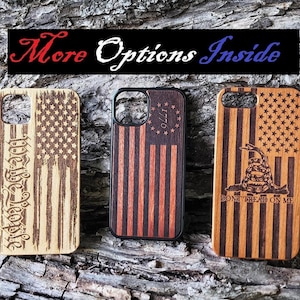 Gadsden Phone Case iPhone 16 17 18 - Real Wood - We The People - Dont Tread