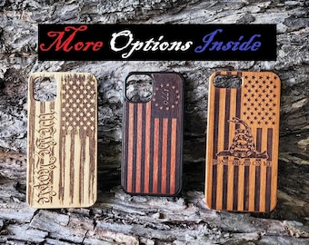 Gadsden Phone Case iPhone 16 17 18 - Real Wood - We The People - Dont Tread