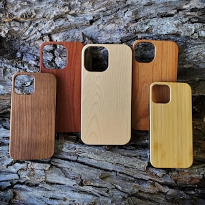 Coque de portable en bois véritable pour iPhone SE 6 7 8 X 11 12 13 Pro Max Plus Mini + Coque en bois pour iPhone