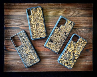 Lace Phone Case iPhone SE 6 to 17 Air + Plus Pro Max - Real Wood - Paisley - Tooling Design - Floral