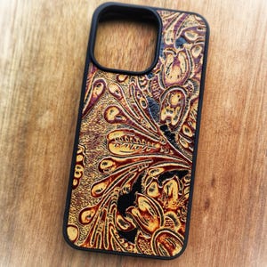 Leather Floral Vine Embossed Phone Case for iPhone 6 to 17