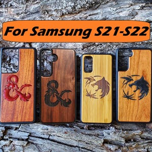 DnD Phone Case Witcher Phone Case Samsung Galaxy S21 S22 Ultra FE + Plus Wood Phone Case Gamer Gift