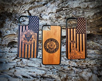 Military Case for Samsung Galaxy S24 S25 S26 Wood Phone Case Navy Army Phone Case Coast Guard Air Force Phone Case