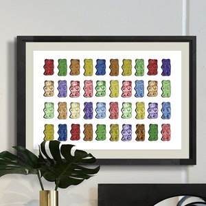 Gummy bear Art Print, Boho wall Art, Printable Art, Candy print, Bear poster, Kitchen wall art, Livingroom wall decor, Golorful Art Print