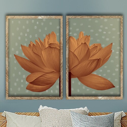 Lotus Flower Wall Art Set of 2 Lotus Flower Art Zen Wall Etsy