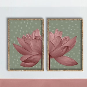 Lotus flower wall art, Set of 2, Lotus Flower Art, Zen poster, Buddha wall art, Yoga, Meditation art print, Peaceful Art, DIGITAL DOWNLOAD