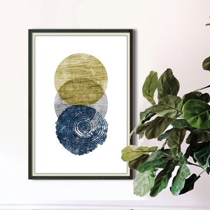 Tree Wall art, Abstract Wall Art,Tree Ring Art Print, Botanical Wall Art, PRINTABLE,Bedroom WAll Decor, Boho Wall Prints, Navy