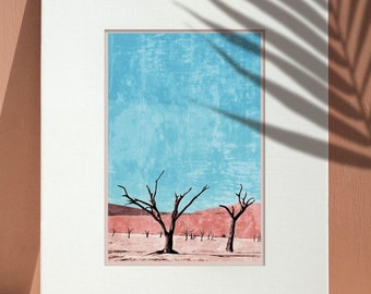 Desert  Art Print, Minimal Landscape Poster, Desert wall art, Landscape Print, Boho Art,  Modern Art, Mid Century, DIGITAL DOWNLOAD