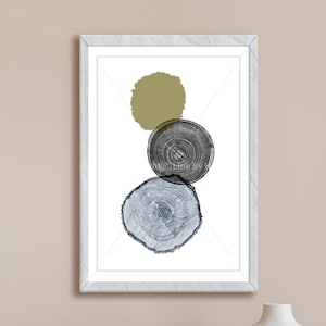 Tree Ring Art, Tree stump print, Modern wall decor, Tree rings print, Wood slice, Printable, log print, Geometric print, Woodcut print