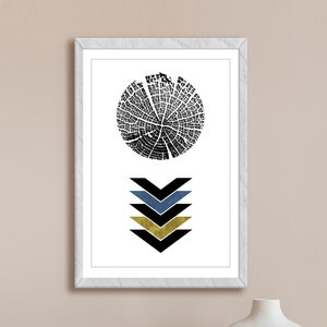 Tree Ring Art, Tree stump print, Modern wall decor, Tree rings print, Abstract wall art, Printable, Geometric print, Woodcut print