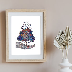 Om Tree wall art, Butterflies print, Buddha Wall Art, DIGITAL DOWNLOAD, Yoga art, yoga Wall Decor, Meditation Wall Art, Zen art, Yoga lover