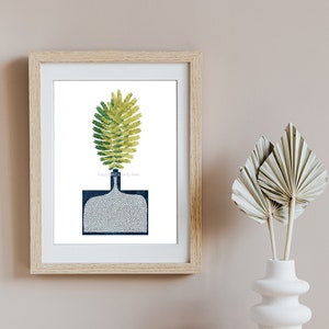 Arte de pared botánico, arte de pared con jarrones, arte imprimible, decoración de pared moderna, arte abstracto, impresión artística de hojas, decoración de pared de dormitorio, póster de jarrones