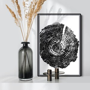 Tree Ring Print, Black and White Art Print, Tree Ring art, Tree wall art, Wood Prints, Log Slice, PRINTABLE, Log Slice, Wood art print
