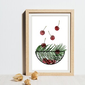 Cherry Art, Cherry Kitchen Decor, Cherries Wall Art, Fruit Market Print, Fruits Poster, Kitchen Prints, Modern wall art, Printable wall art